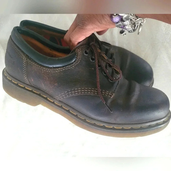 DR. MARTENS AIRWAIR brown leather classic lace-up oxfords work shoes, Men's 10 - Picture 8 of 13